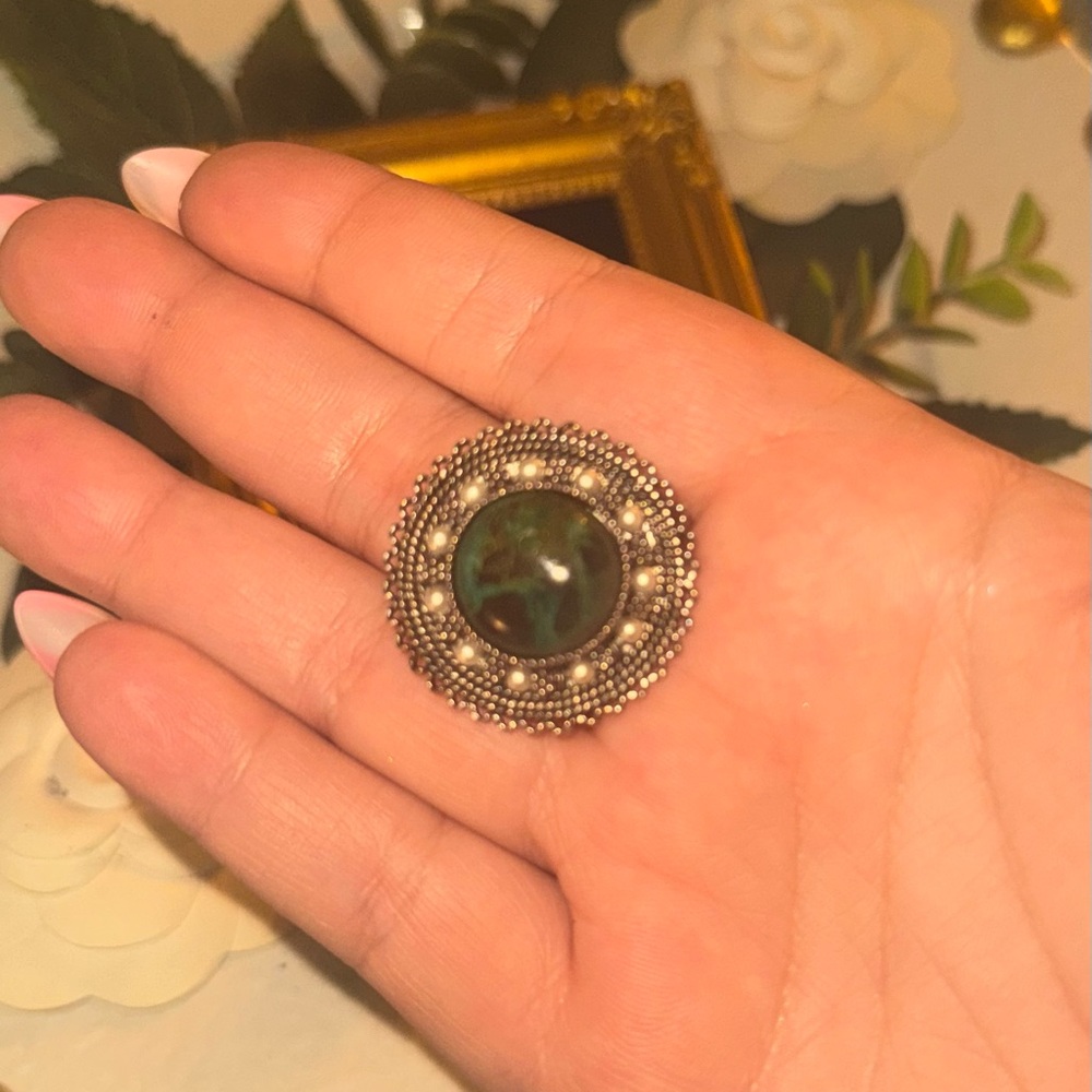 Sterling Eilat Stone VTG Brooch/Pendant - Picture 9 of 15